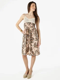 Airisa Vestito da donna con spalline sottili e dettagli in macramè - verde