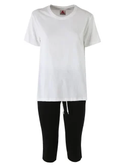 Aki Completo sportivo da donna con t-shirt e leggings a 3/4 - bianco