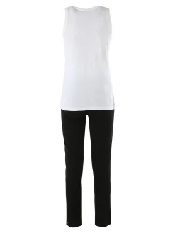 Aki Completo sportivo da donna con canotta e pantaloni - bianco