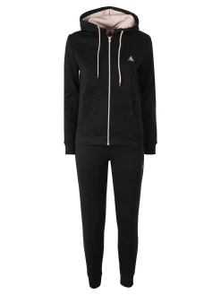 Aki Completo tuta da donna full zip con cappuccio e interno felpato - nero