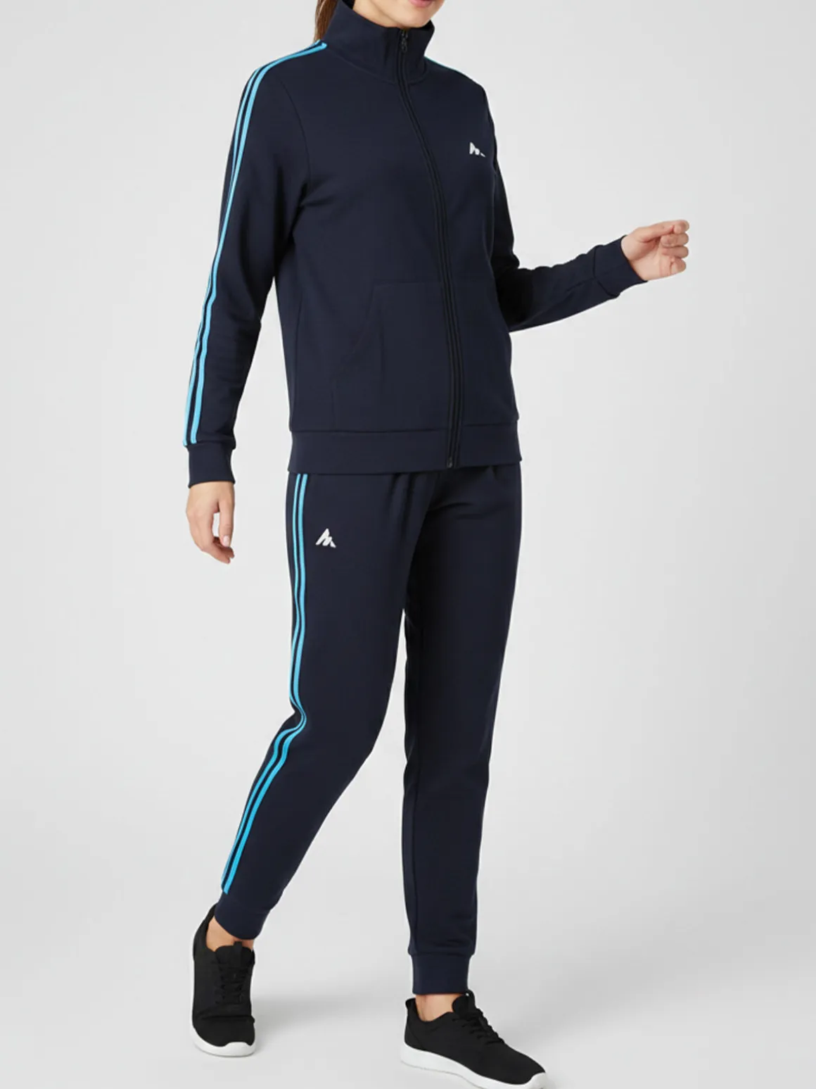 Aki Completo tuta da donna in misto cotone full zip - blu scuro
