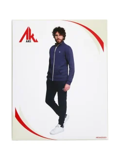 Aki Completo tuta da uomo felpato con zip intera - bluette