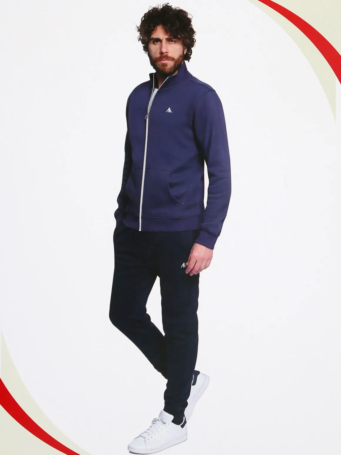 Aki Completo tuta da uomo felpato con zip intera - bluette