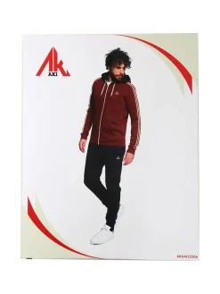 Aki Completo tuta da uomo full zip con cappuccio e interno felpato - rosso