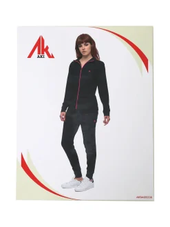 Aki Completo tuta donna 2 pezzi con zip intera e interno felpato - nero