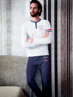 Aki Pigiama lungo da uomo in cotone