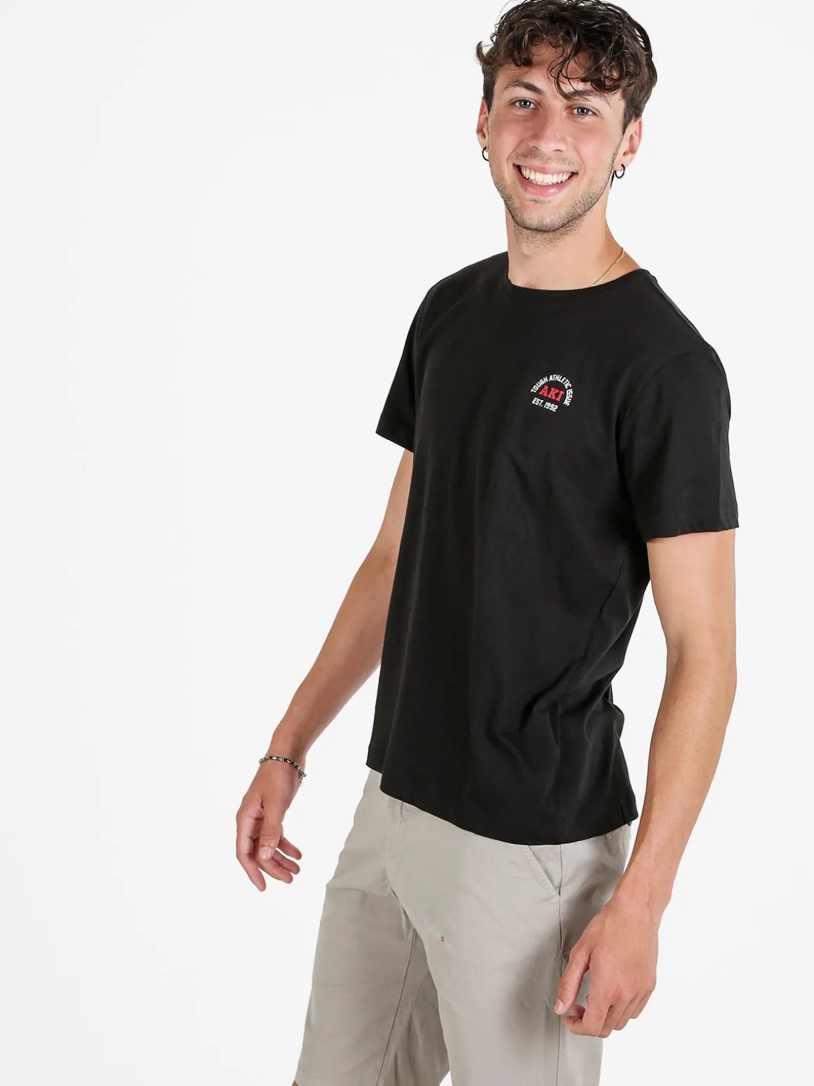 Aky T-shirt uomo girocollo in cotone - nero