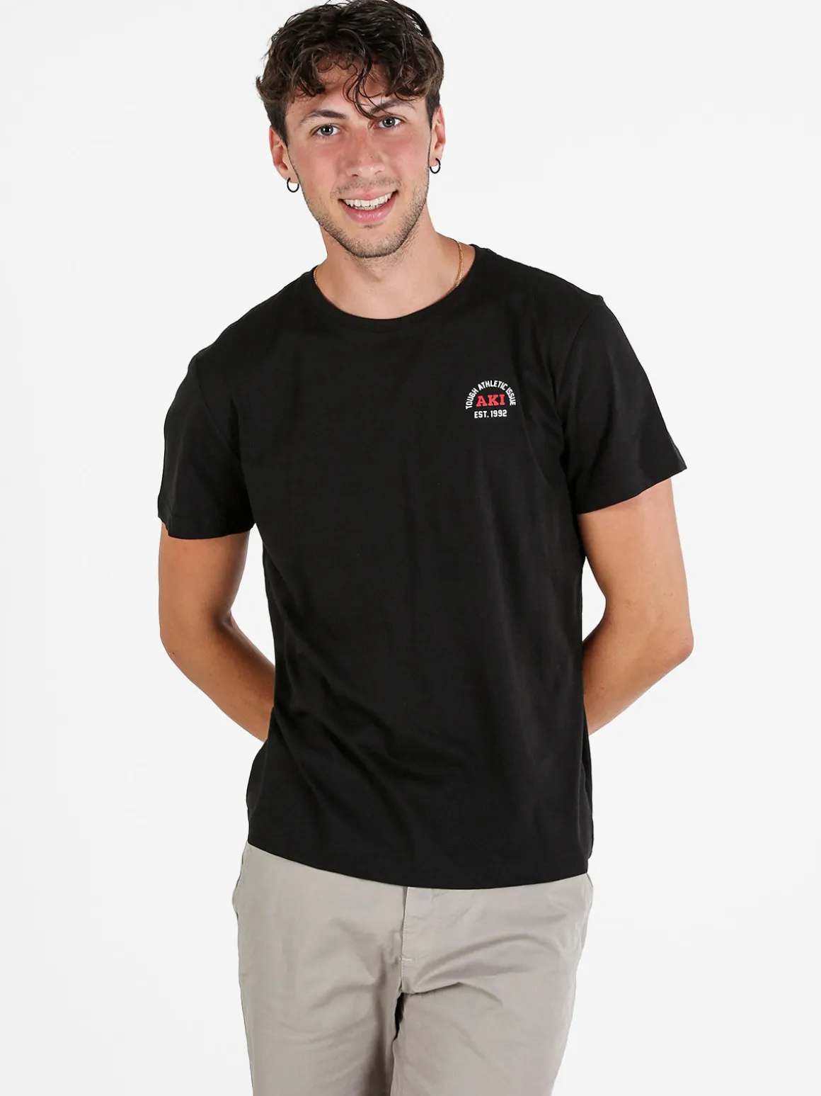 Aky T-shirt uomo girocollo in cotone - nero