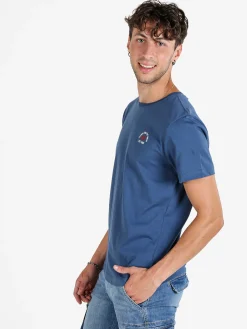 Aky T-shirt uomo girocollo in cotone - blu