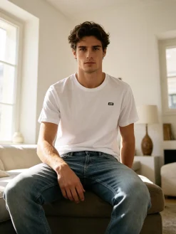 Aky T-shirt uomo in cotone tinta unita - bianco