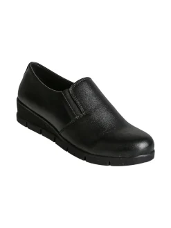 All-Pop Scarpe in pelle da donna slip-on con zeppa - nero