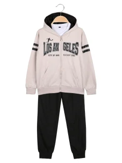 Alta Linea Completo tuta 3 pezzi da bambino con cappuccio e zip - beige