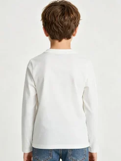 Alta Linea T-shirt da bambino a maniche lunghe con stampa - bianco