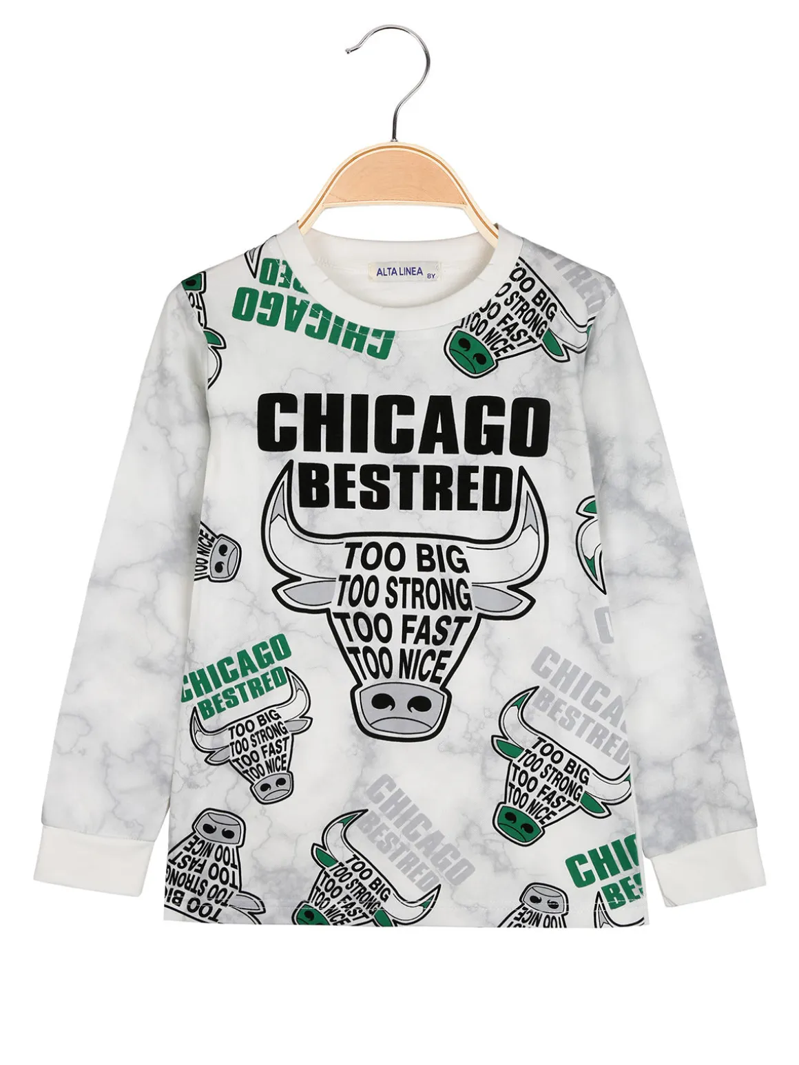 Alta Linea T-shirt da bambino a maniche lunghe con stampa - bianco