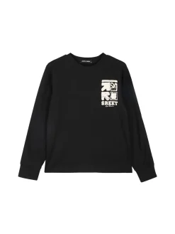 Alta Linea T-shirt maniche lunghe da bambino con stampa sul retro - nero