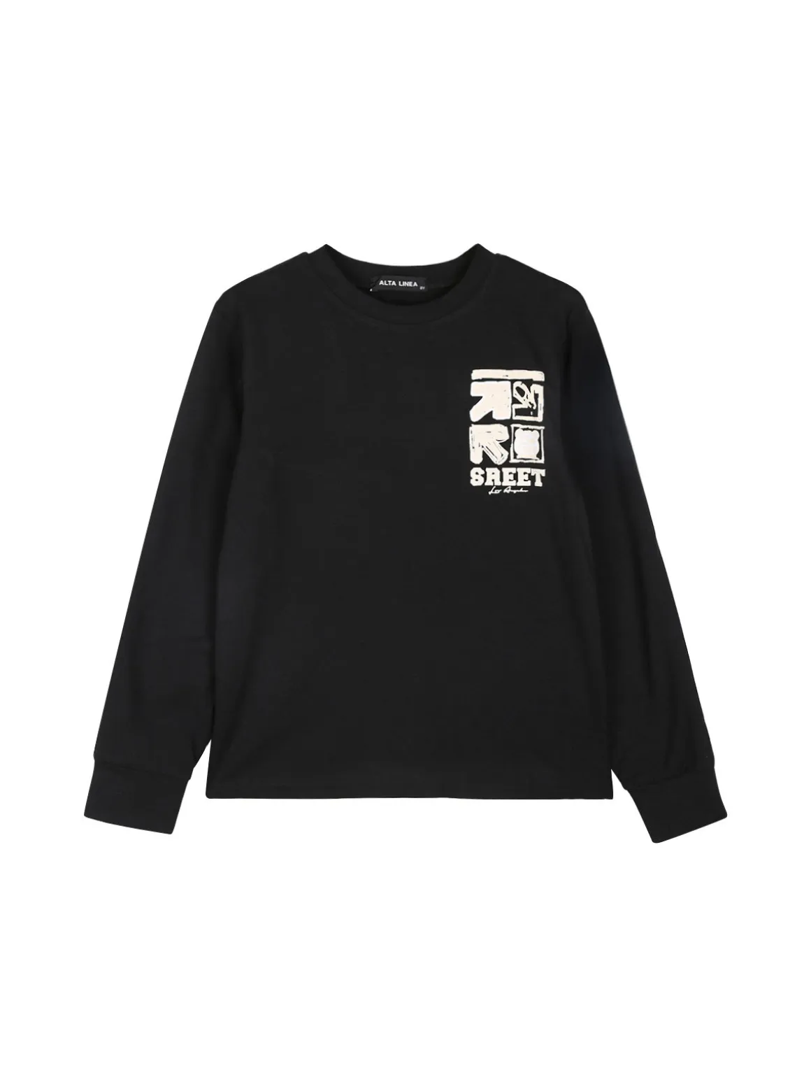 Alta Linea T-shirt maniche lunghe da bambino con stampa sul retro - nero