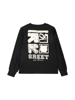 Alta Linea T-shirt maniche lunghe da bambino con stampa sul retro - nero