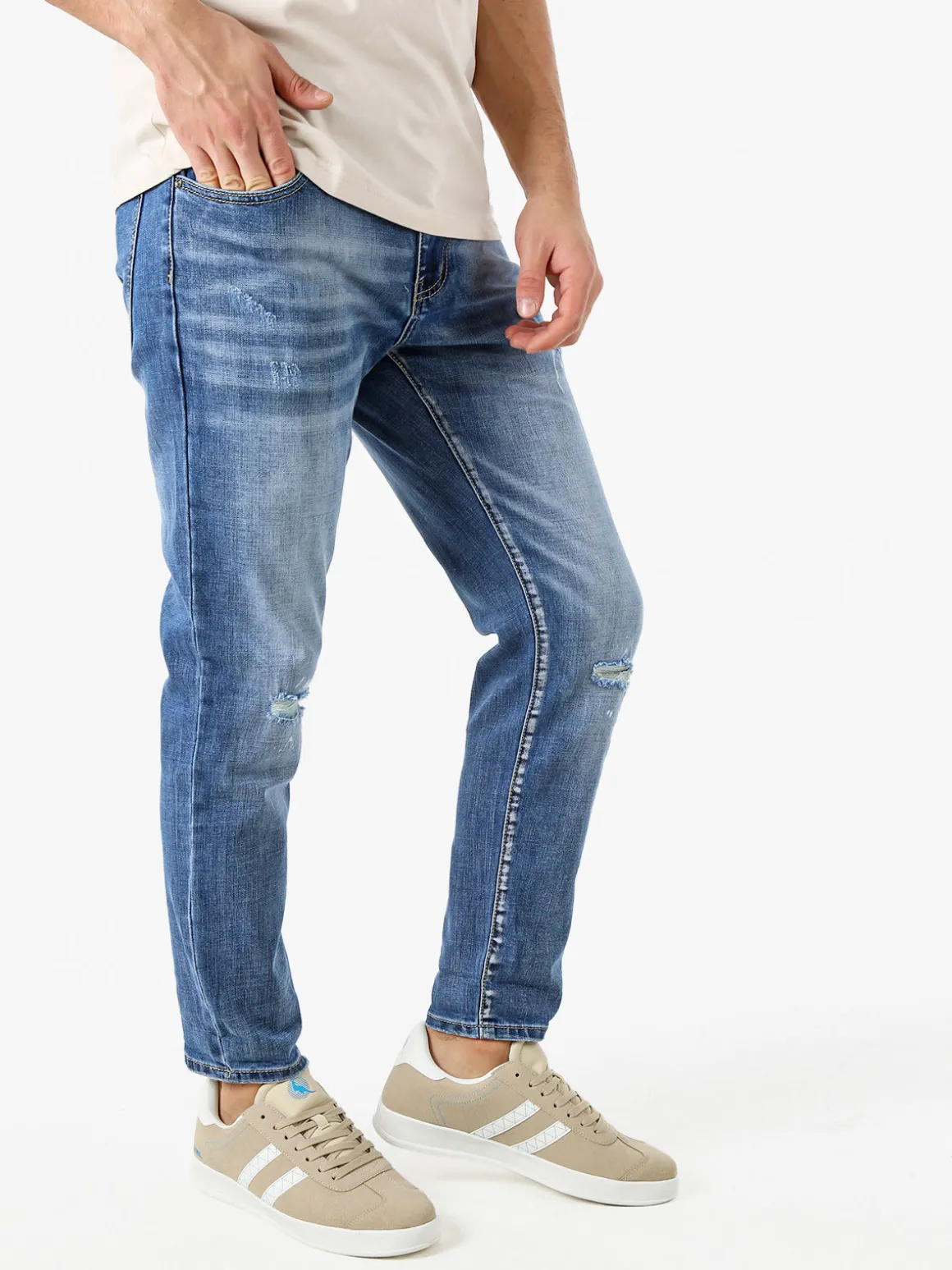 Andrea Falco Jeans da uomo con strappi a vita bassa - jeans