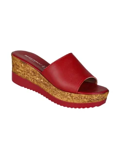 Andrea Pierago Ciabatte donna in pelle con zeppa e plateau - rosso