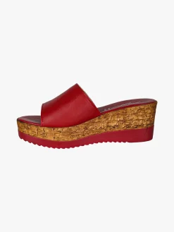 Andrea Pierago Ciabatte donna in pelle con zeppa e plateau - rosso