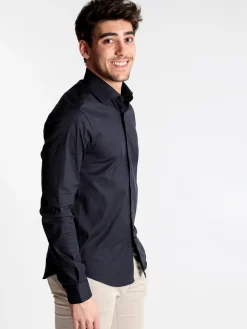 Andy Don B Camicia elegante in cotone blu scuro