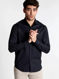 Andy Don B Camicia elegante in cotone blu scuro