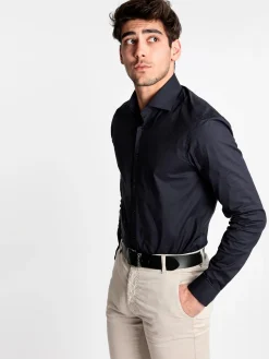 Andy Don B Camicia elegante in cotone blu scuro