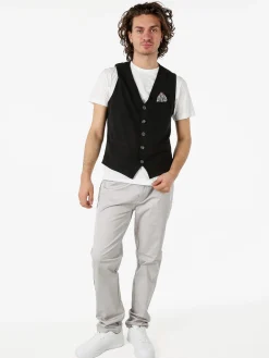 Andy Don B Gilet casual da uomo con bottoni - nero