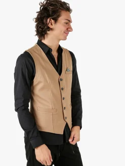 Andy Don B Gilet classico da uomo con bottoni - cammello
