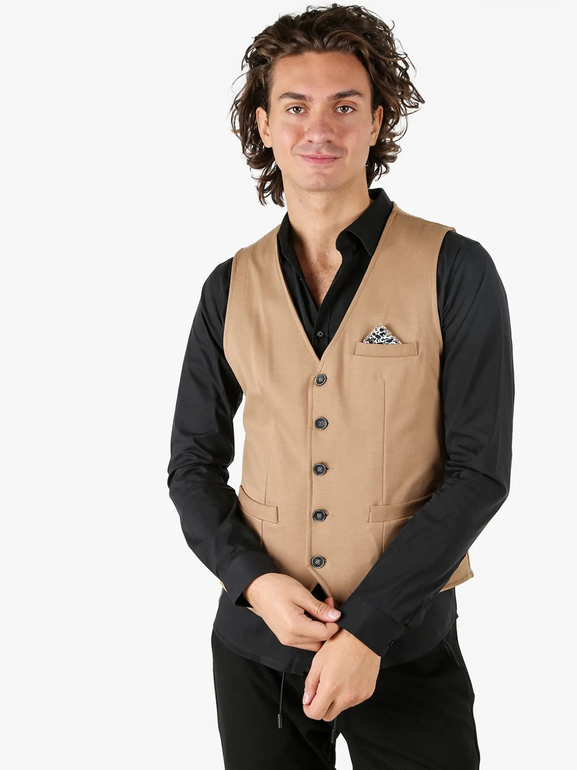 Andy Don B Gilet classico da uomo con bottoni - cammello