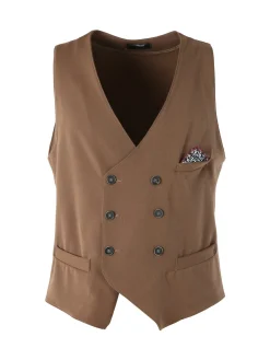 Andy Don B Gilet da uomo con chiusura a doppiopetto - marrone