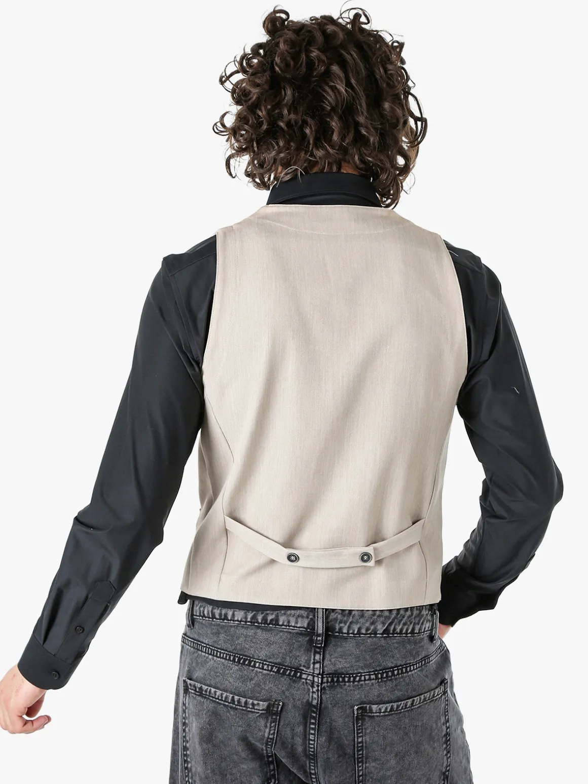 Andy Don B Gilet da uomo con chiusura a doppiopetto - beige