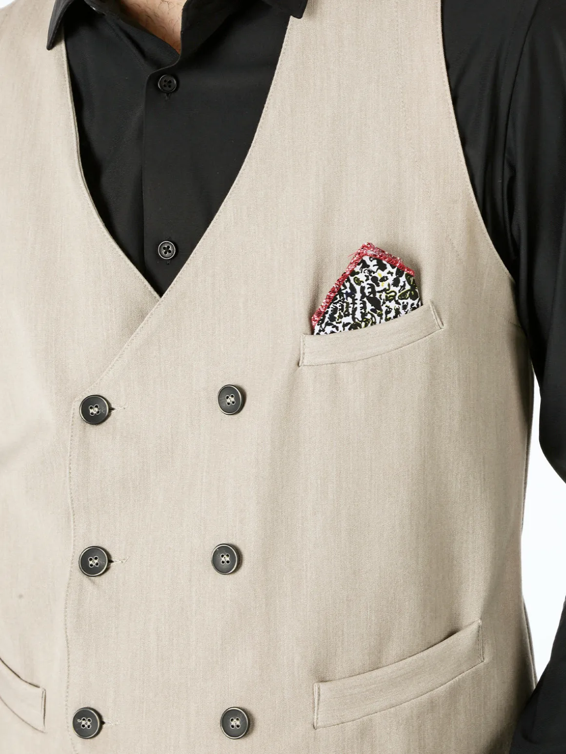 Andy Don B Gilet da uomo con chiusura a doppiopetto - beige