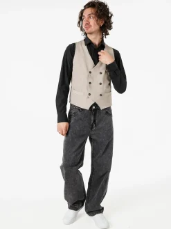 Andy Don B Gilet da uomo con chiusura a doppiopetto - beige