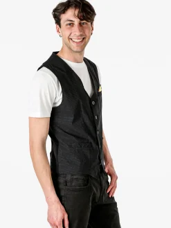 Andy Don B Gilet da uomo elasticizzato con bottoni - nero