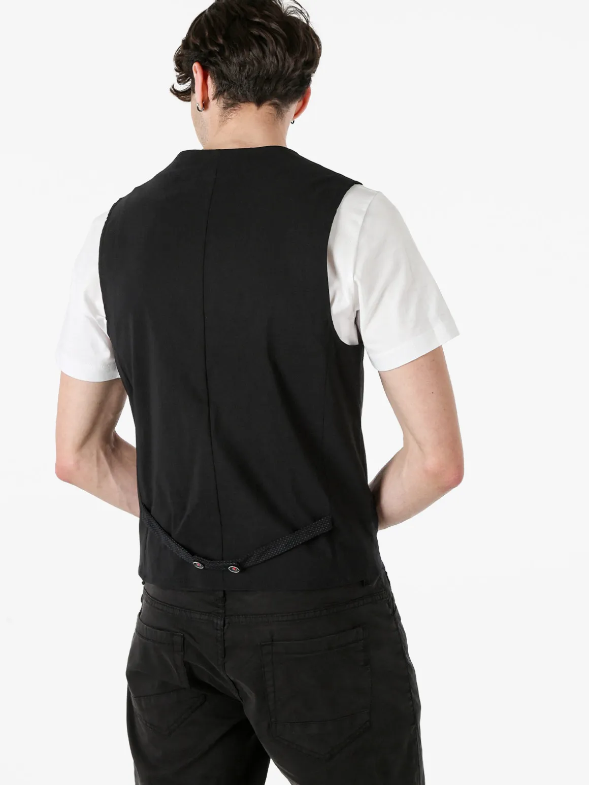 Andy Don B Gilet da uomo elasticizzato con bottoni - nero