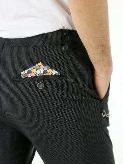 Andy Don B Pantaloni casual da uomo leggeri con stampa texture e dettaglio a catena - nero