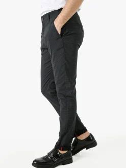 Andy Don B Pantaloni casual da uomo leggeri con stampa texture e dettaglio a catena - nero