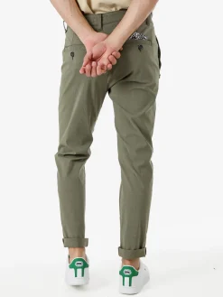 Andy Don B Pantaloni casual da uomo a quadri con dettaglio a catena - verde