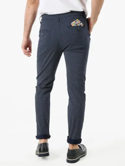 Andy Don B Pantaloni casual da uomo con stampa texture e dettaglio catena - blu scuro
