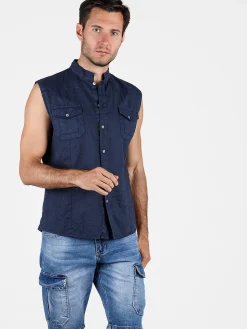 And You Camicia smanicata da uomo in lino