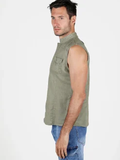 And You Camicia smanicata da uomo in lino