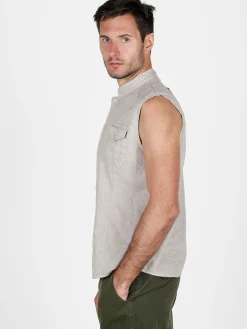 And You Camicia smanicata da uomo in lino
