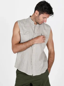 And You Camicia smanicata da uomo in lino
