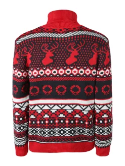 Ange Wear Maglione dolcevita natalizio da uomo - rosso