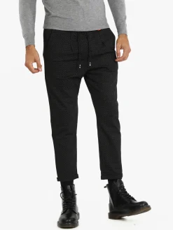 Ange Wear Pantaloni casul da uomo con coulisse e risvolto