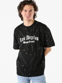 Ange Wear T-shirt da uomo in cotone con stampe metallizzate - nero