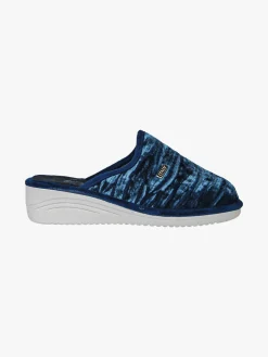 A Piedi Liberi Pantofole donna in velluto con zeppa - blu