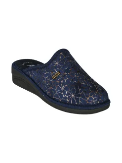 A Piedi Liberi Pantofole donna invernali con zeppa - blu scuro