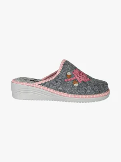 A Piedi Liberi Pantofole donna in feltro con zeppa - grigio